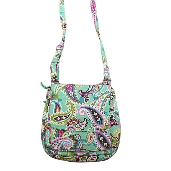 Vera Bradley Mailbag Tutti-Frutti Paisley Print Bag Crossbody Green Multicolored - Picture 3 of 8